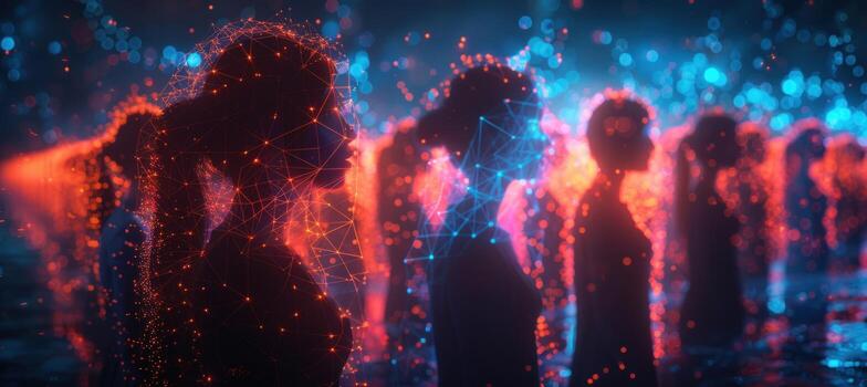 Abstract digital people networking with futuristic technology photo