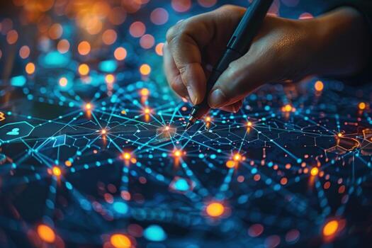 Digital network display interaction with stylus technology interface photo