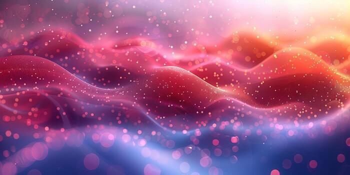 Abstract wavy background with flowing color gradient and luminous dots photo