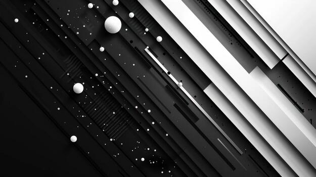 Modern abstract geometric background with monochrome shapes and dynamic lines photo