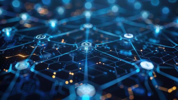 Modern futuristic network concept with artificial intelligence and digital connection photo