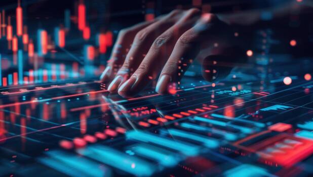 Digital interface control with dynamic data charts and hand interaction technology photo