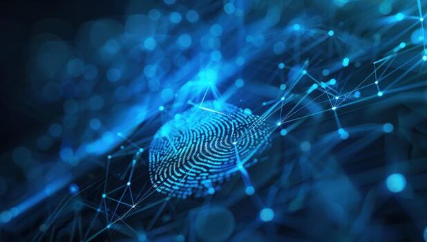 Digital fingerprint with network connections for cyber security and identification photo
