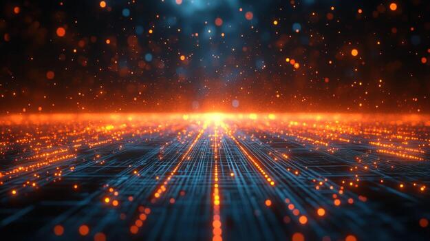 Abstract digital background with glowing lines and particles, creating a futuristic and dynamic effect. photo