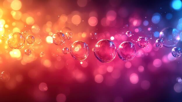Abstract colorful background with bokeh and floating transparent spheres. photo