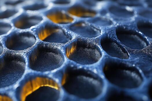 Abstract hexagonal pattern with glowing light from behind. photo