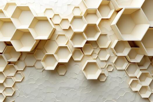 Abstract background of beige hexagonal shapes arranged in a pattern. photo