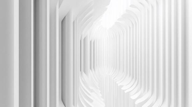 Abstract white architectural corridor with repeating geometric patterns, creating a sense of depth and perspective. photo