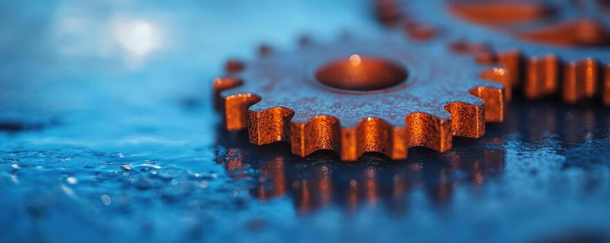 Rusty Gears A Macro Photography of Interlocking Cogs photo