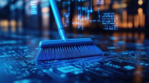 Digital Spring Cleaning A Metaphorical Depiction of Data Cleanup and System Optimization photo