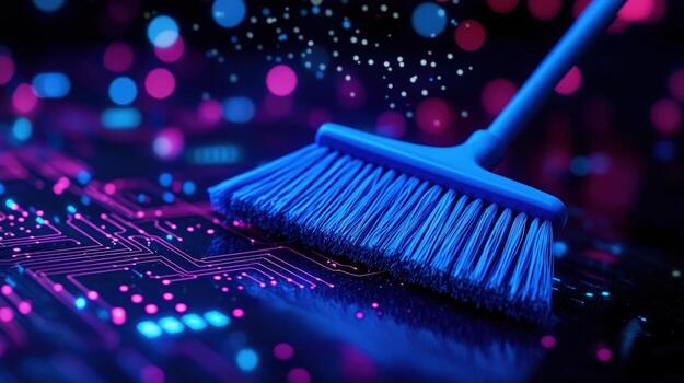 Digital Spring Cleaning A Conceptual Image of Data Cleansing and System Optimization photo