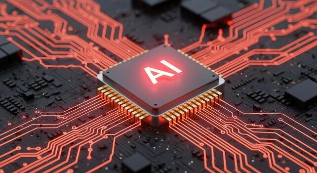Ai artificial intelligence chip processor technology neural network machine learning concept design 3d render photo