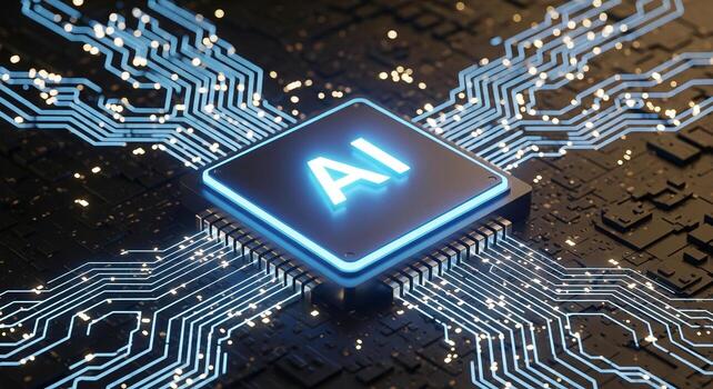Ai artificial intelligence chip technology circuit board futuristic computing innovation concept design photo