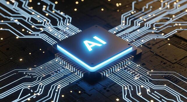 Ai artificial intelligence chip processor technology futuristic circuit board design concept photo