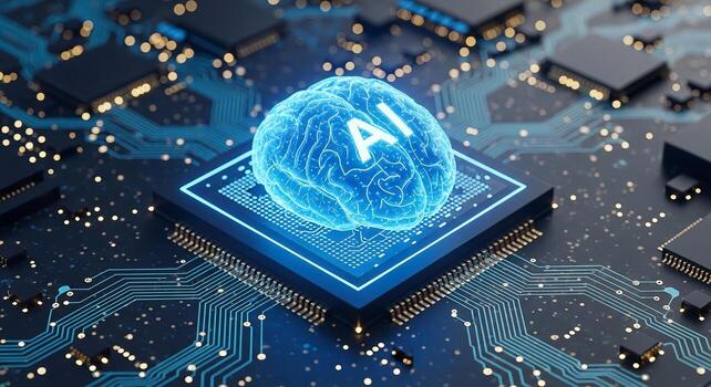 Artificial intelligence ai brain on circuit board technology innovation and machine learning concept photo