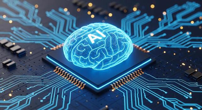 Ai brain technology concept digital brain with circuit board artificial intelligence innovation 3d render photo