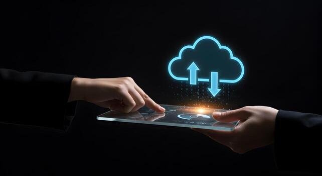 nube informática tecnología concepto con digital tableta para datos almacenamiento y redes solución 100 foto