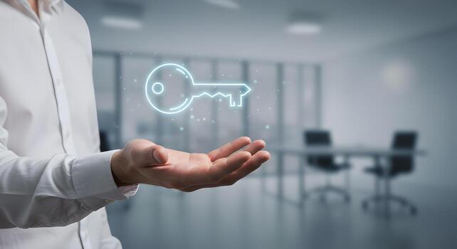 Unlocking success business solution key concept for growth and security access with innovation idea photo