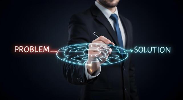 Problem solving strategy business concept finding solutions and innovation in management path photo