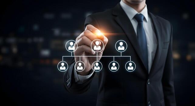 Organizational chart business structure hierarchy management team workflow process company strategy design photo