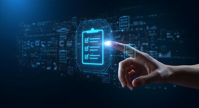 Digital checklist concept for business process management and task management automation system photo