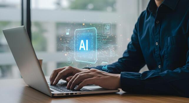 ai motorizado soluciones utilizando artificial inteligencia en ordenador portátil para negocio automatización y innovación ahora foto