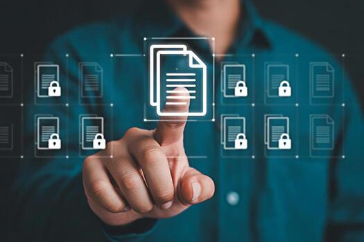 Secure document management system for business data protection and digital file safety compliance online access photo