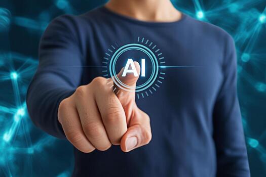 Artificial intelligence ai technology concept man touching ai icon digital transformation future tech 100 photo