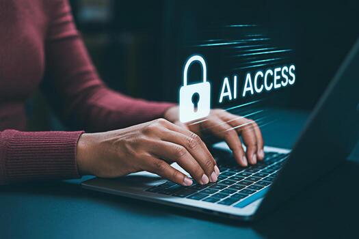 Ai access security concept for data protection and privacy on laptop with secure login system online photo