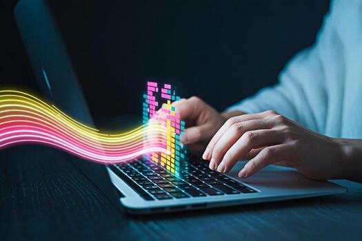 ordenador portátil datos corriente codificación desarrollador mecanografía en teclado software ingeniero programación computadora tecnología concepto foto