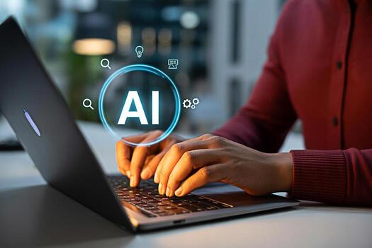 artificial inteligencia ai tecnología concepto utilizando ordenador portátil para máquina aprendizaje y automatización tarea 100 foto