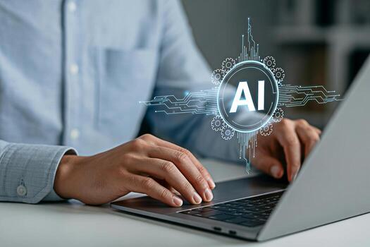 ai tecnología en ordenador portátil computadora concepto para máquina aprendizaje y digital transformación negocio estrategia foto