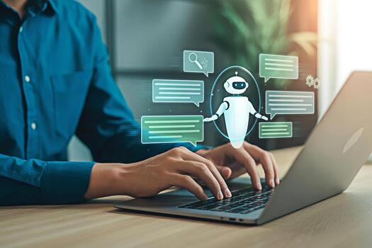 Chatgpt ai assistant on laptop for business automation and customer support technology concept image photo