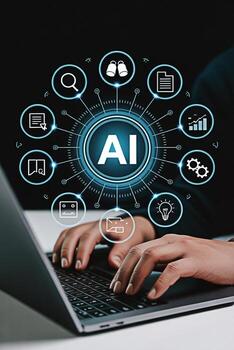 Ai artificial intelligence technology concept for business innovation and machine learning solutions today photo