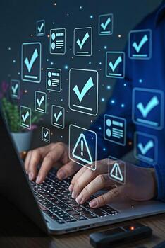 Online checklist and task management software for productivity and efficiency on laptop screen view photo