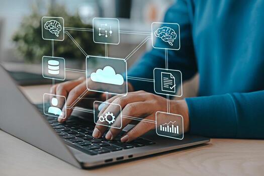 Cloud computing services and solutions for business and technology integration concept image photo