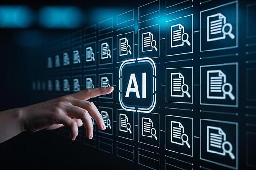 Artificial intelligence ai document search technology for business automation and data analysis photo