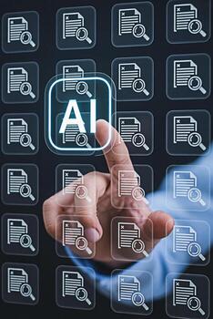 ai motorizado documento buscar concepto artificial inteligencia datos análisis y administración automatización sistema foto