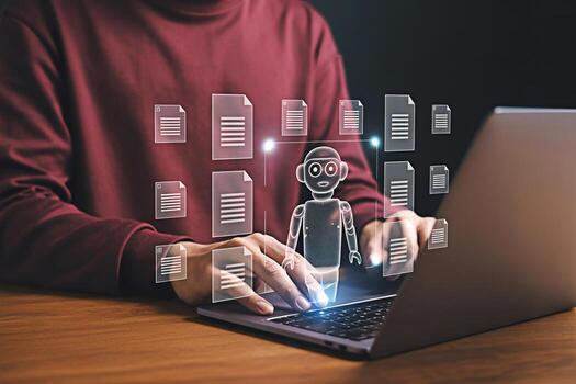 Ai powered automation for document management and processing on laptop for business efficiency 100 photo