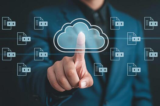 Cloud computing security data protection and storage technology for business and personal use cases photo