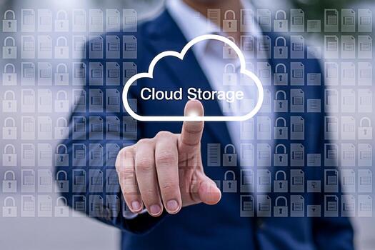 Cloud storage solutions for business data security and backup services with secure cloud technology photo