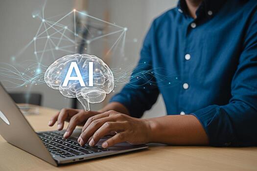 Artificial intelligence ai concept using laptop for machine learning and neural network research photo