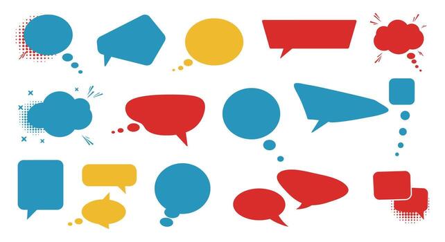 A collection of speech bubbles with different colors vector