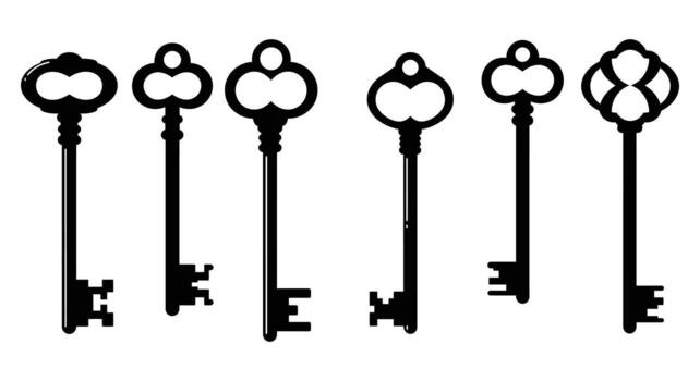 A set of keys with different designs vector