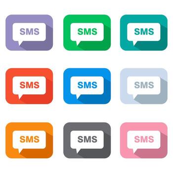 Set of Flat SMS Message Icons with Color Variations vector