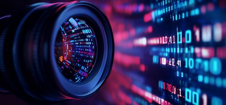 Digital Photography Lens Reflecting Binary Code photo