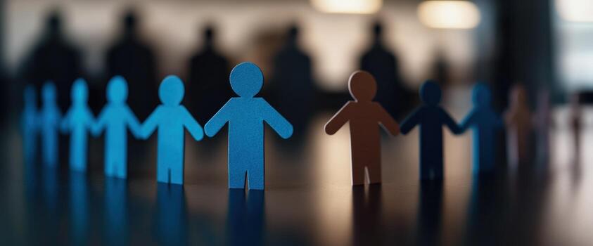 Unity in Diversity A symbolic representation of togetherness and inclusion through interconnected paper figures, highlighting the strength found in our differences. photo