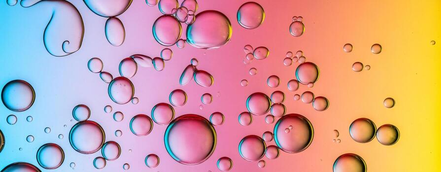 Colorful bubbles floating against a gradient background, creating a vibrant and abstract visual effect. photo
