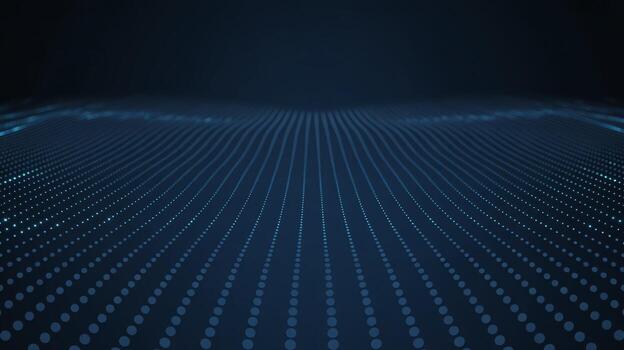 Abstract blue digital background with glowing dots creating a wave-like pattern, evoking a sense of depth. photo