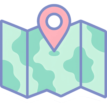 abstrato guardada mapa com uma proeminente Rosa localização PIN ícone png